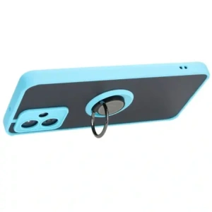 Etui s úchopem na prst Bizon Case Hybrid Ring pro Motorola Moto G54 5G kouřové s jasně modrým rámečkem