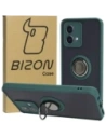 Etui z uchwytem na palec Bizon Case Hybrid Ring do Motorola Moto G84 5G zakouřené s tmavě zeleným rámem