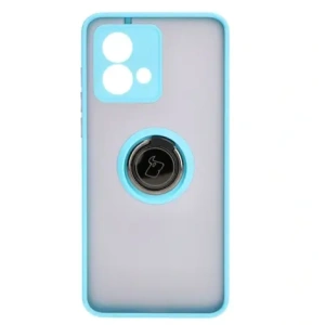 Kup Etui z uchwytem na palec Bizon Case Hybrid Ring do Motorola Moto G84 5G przydymione z jasnoniebieską ramką - BIZ4017 - {ean13} - Sklep Home Screen