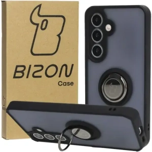 Kup Etui z uchwytem na palec Bizon Case Hybrid Ring do Samsung Galaxy S24 przydymione z czarną ramką - BIZ4019 - {ean13} - Sklep Home Screen