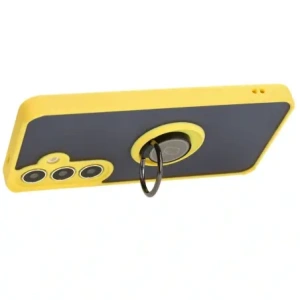 Kup Etui z uchwytem na palec Bizon Case Hybrid Ring do Samsung Galaxy S24 przydymione z żółtą ramką - BIZ4024 - {ean13} - Sklep Home Screen