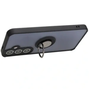 Bizon Case Hybrid Ring Samsung Galaxy S24 Plus fumuriu cu un cadru negru