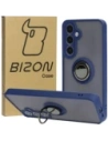 Etui z uchwytem na palec Bizon Case Hybrid Ring do Samsung Galaxy S24 Plus przydymione z granatową ramką