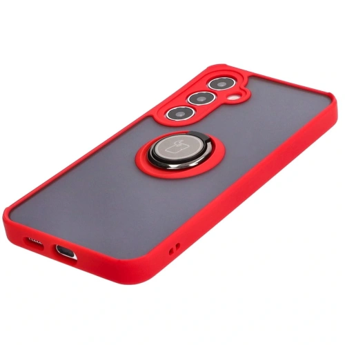 Kup Etui s úchytem na palec Bizon Case Hybrid Ring do Samsung Galaxy S24 Plus kouřové s červeným rámem - BIZ4035 - {ean13} - Sklep Home Screen