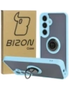 Etui s úchopem na prst Bizon Case Hybrid Ring pro Samsung Galaxy S24 Plus kouřové s jasně modrým rámem