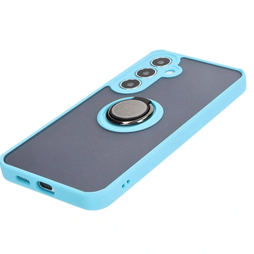 Kup Etui z uchwytem na palec Bizon Case Hybrid Ring do Samsung Galaxy S24 Plus przydymione z jasnoniebieską ramką - BIZ4036 - {ean13} - Sklep Home Screen