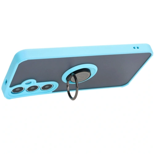 Kup Etui z uchwytem na palec Bizon Case Hybrid Ring do Samsung Galaxy S24 Plus przydymione z jasnoniebieską ramką - BIZ4036 - {ean13} - Sklep Home Screen