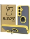 Kup Etui z uchwytem na palec Bizon Case Hybrid Ring do Samsung Galaxy S24 Plus przydymione z żółtą ramką - BIZ4037 - {ean13} - Sklep Home Screen