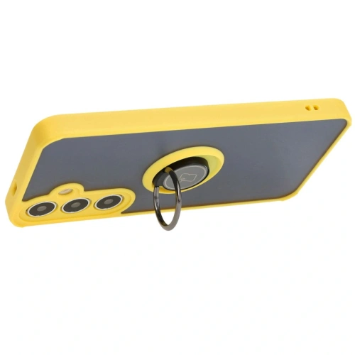 Kup Etui z uchwytem na palec Bizon Case Hybrid Ring do Samsung Galaxy S24 Plus przydymione z żółtą ramką - BIZ4037 - {ean13} - Sklep Home Screen