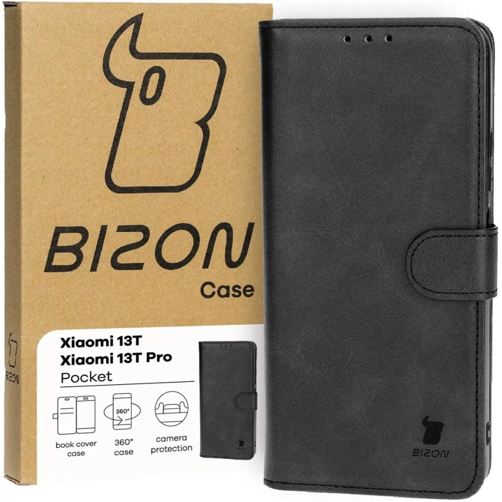 Etui z klapką Bizon Case Pocket do Xiaomi 13T Pro / 13T czarne