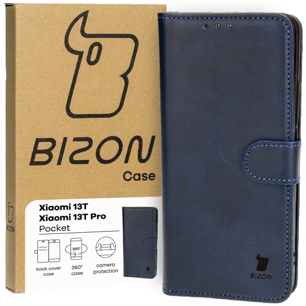 Etui z klapką Bizon Case Pocket do Xiaomi 13T Pro / 13T granatowe