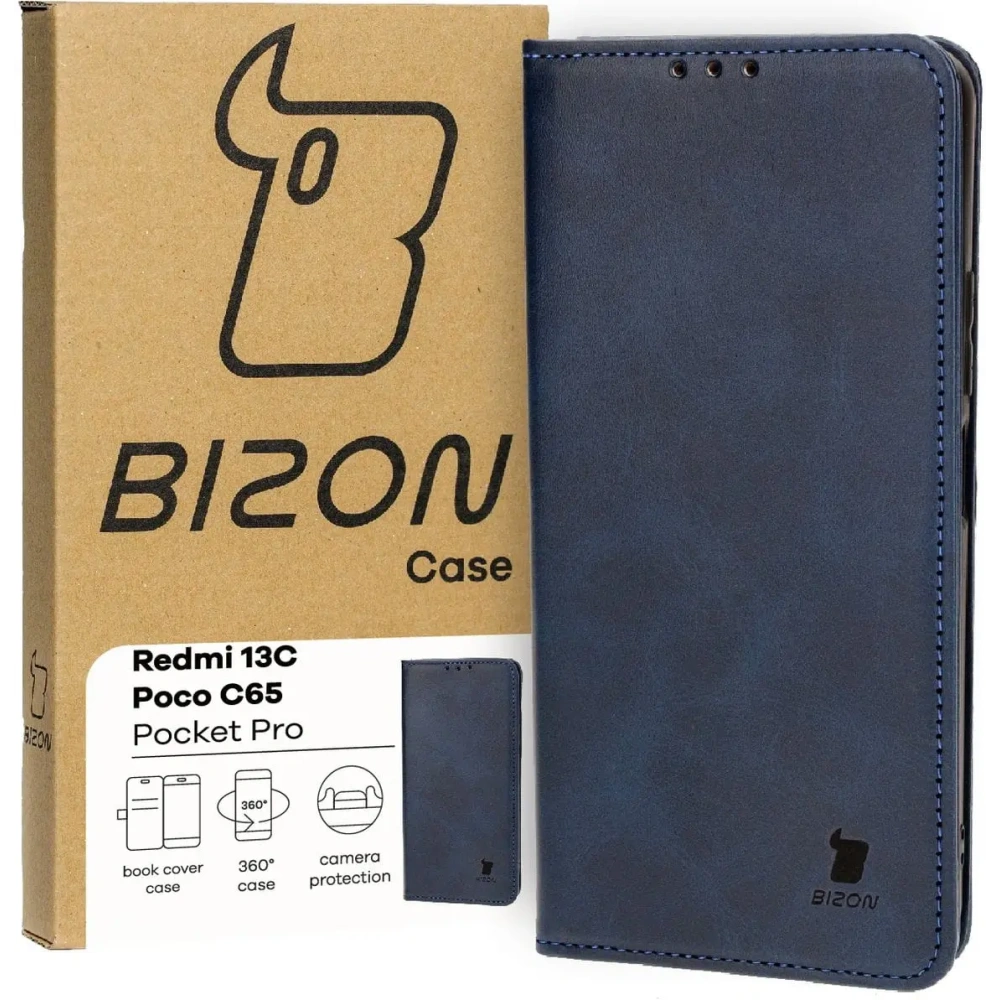 Etui z klapką Bizon Case Pocket Pro do Xiaomi Redmi 13C / Xiaomi Poco C65 granatowe