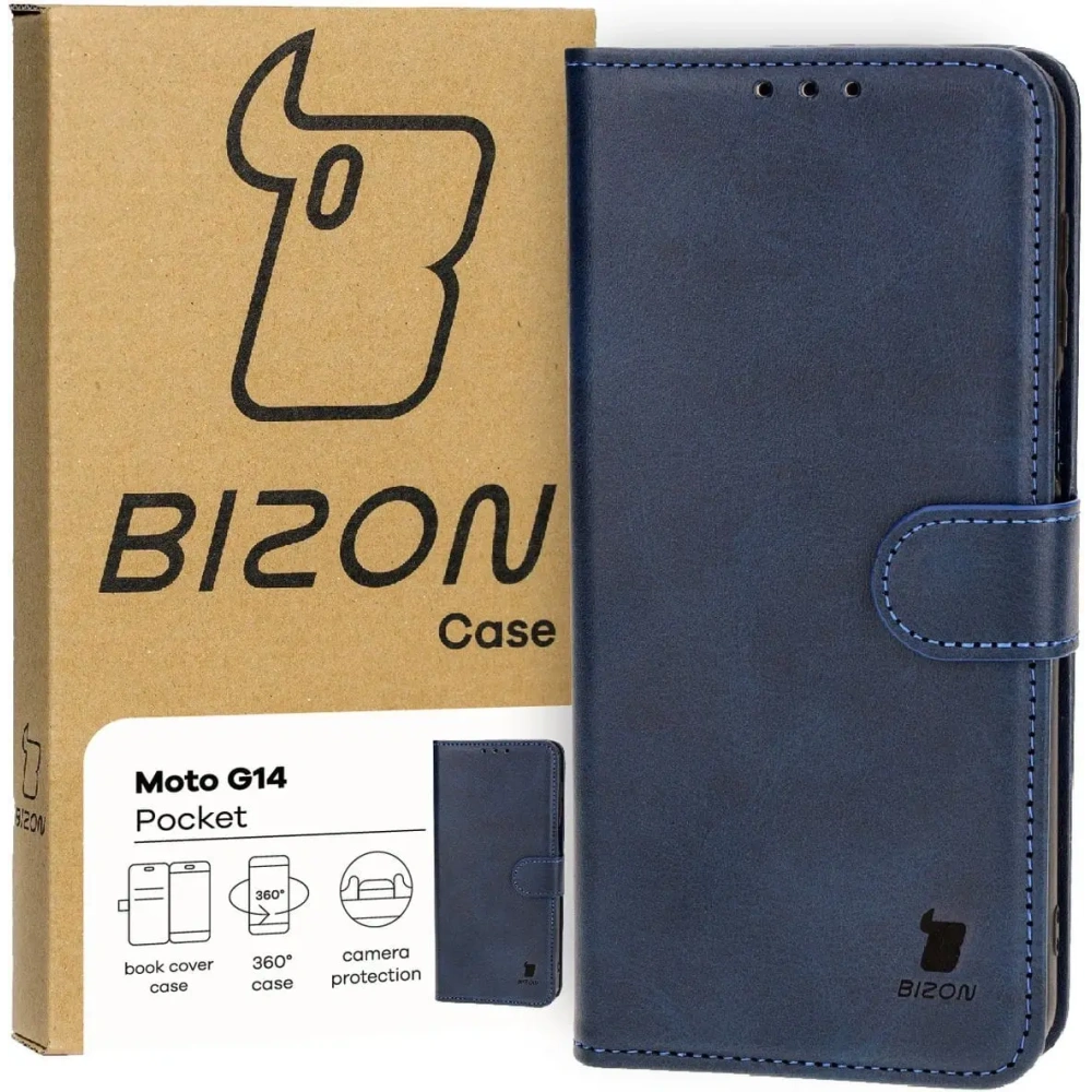 Etui z klapką Bizon Case Pocket do Motorola Moto G14 granatowe