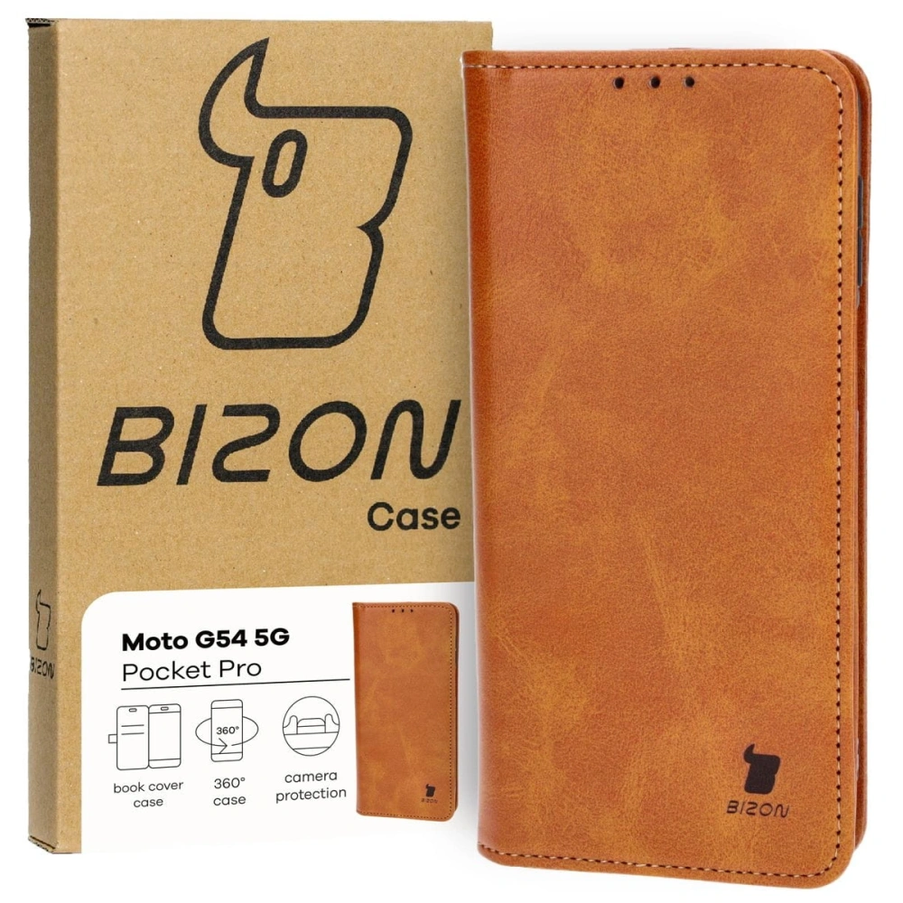 Etui z klapką Bizon Case Pocket Pro do Motorola Moto G54 5G brązowe