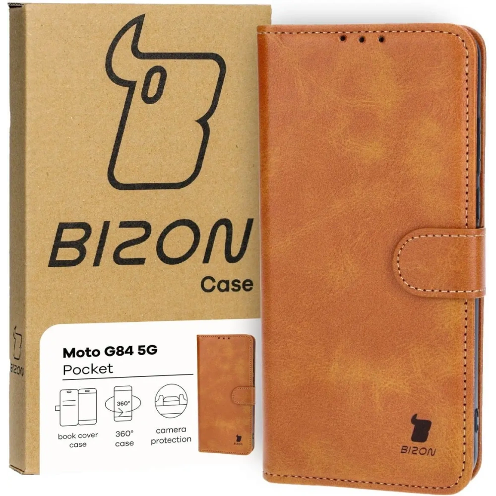 Etui z klapką Bizon Case Pocket do Motorola Moto G84 5G brązowe