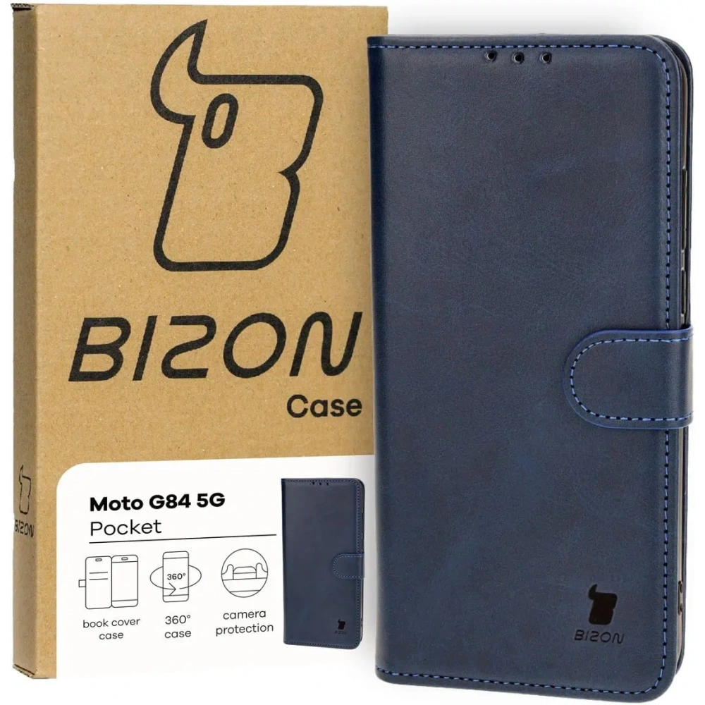 Etui z klapką Bizon Case Pocket do Motorola Moto G84 5G granatowe