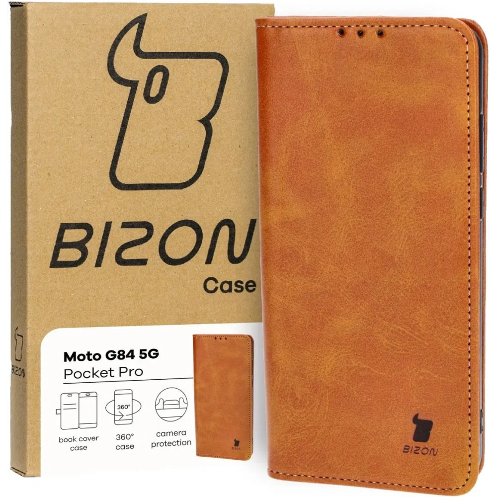 Etui z klapką Bizon Case Pocket Pro do Motorola Moto G84 5G brązowe