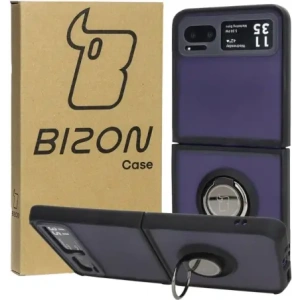 Etui z uchwytem na palec Bizon Case Hybrid Ring do Motorola Razr 40 przydymione z czarną ramką