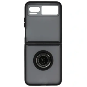 Etui z uchwytem na palec Bizon Case Hybrid Ring do Motorola Razr 40 przydymione z czarną ramką