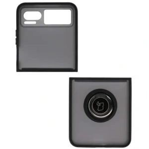 Etui z uchwytem na palec Bizon Case Hybrid Ring do Motorola Razr 40 przydymione z czarną ramką