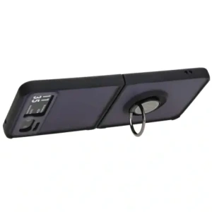 Etui z uchwytem na palec Bizon Case Hybrid Ring do Motorola Razr 40 przydymione z czarną ramką