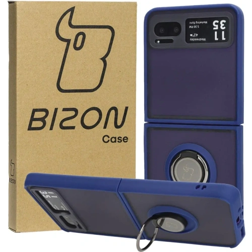 Kup Bizon Case Hybrid Ring Motorola Razr 40 fumuriu cu un cadru albastru închis - BIZ4093 - {ean13} - Sklep Home Screen