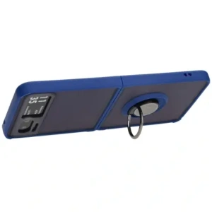 Etui z uchwytem na palec Bizon Case Hybrid Ring do Motorola Razr 40 przydymione z granatową ramką
