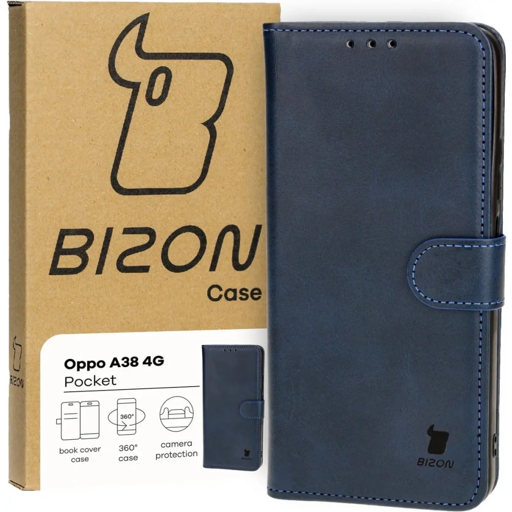 Etui z klapką Bizon Case Pocket do Oppo A38 4G granatowe