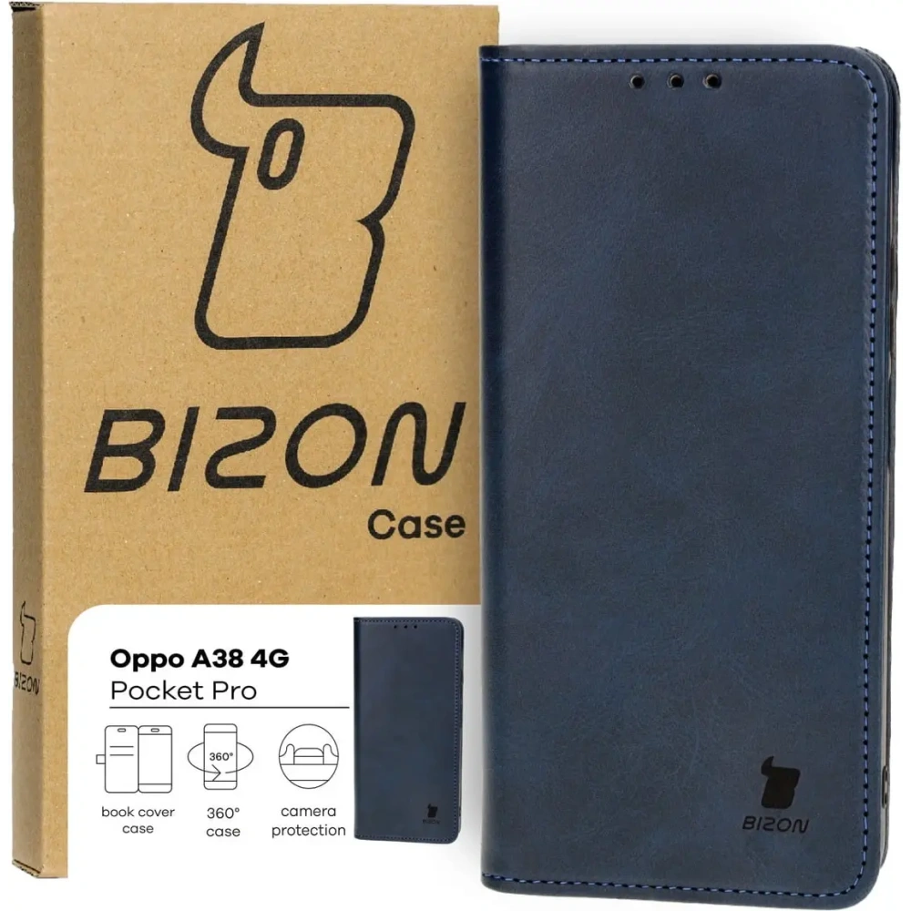 Etui z klapką Bizon Case Pocket Pro do Oppo A38 4G granatowe