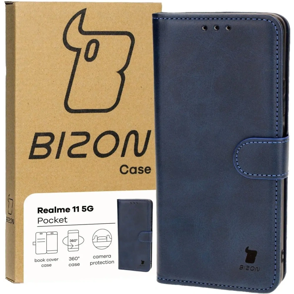 Etui z klapką Bizon Case Pocket do Realme 11 5G granatowe