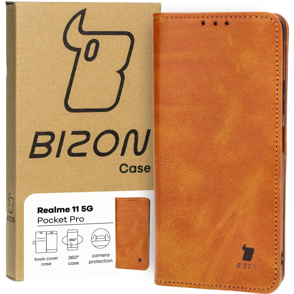 Etui z klapką Bizon Case Pocket Pro do Realme 11 5G brązowe