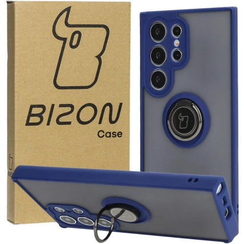 Kup Bizon Case Hybrid Ring Samsung Galaxy S24 Ultra fumuriu cu un cadru albastru închis - BIZ4108 - {ean13} - Sklep Home Screen