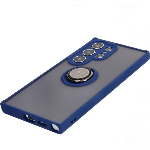 Kup Etui s úchytem na prst Bizon Case Hybrid Ring pro Samsung Galaxy S24 Ultra kouřové s modrým rámečkem - BIZ4108 - {ean13} - Sklep Home Screen