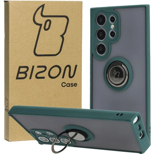Buy Bizon Case Hybrid Ring Samsung Galaxy S24 Ultra smoky with a dark green frame - BIZ4109 - {ean13} - Home Screen Store Europe