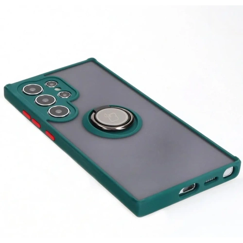 Buy Bizon Case Hybrid Ring Samsung Galaxy S24 Ultra smoky with a dark green frame - BIZ4109 - {ean13} - Home Screen Store Europe
