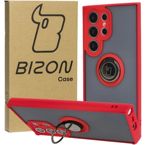 Buy Bizon Case Hybrid Ring Samsung Galaxy S24 Ultra smoky with a red frame - BIZ4110 - {ean13} - Home Screen Store Europe
