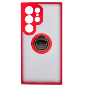 Kup Etui z uchwytem na palec Bizon Case Hybrid Ring do Samsung Galaxy S24 Ultra przydymione z czerwoną ramką - BIZ4110 - {ean13} - Sklep Home Screen