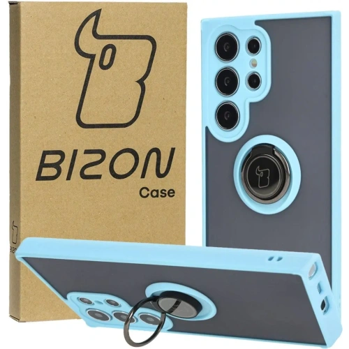 Kup Bizon Case Hybrid Ring Samsung Galaxy S24 Ultra fumuriu cu un cadru bleu deschis - BIZ4111 - {ean13} - Sklep Home Screen