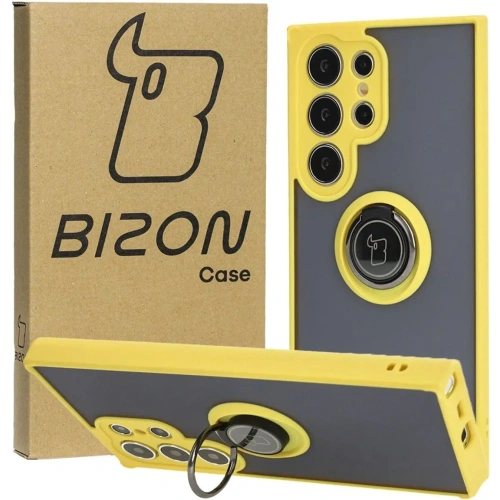 Buy Bizon Case Hybrid Ring Samsung Galaxy S24 Ultra smoky with a yellow frame - BIZ4112 - {ean13} - Home Screen Store Europe