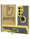 Bizon Case Hybrid Ring Samsung Galaxy S24 Ultra rauchig mit einem gelben Rahmen