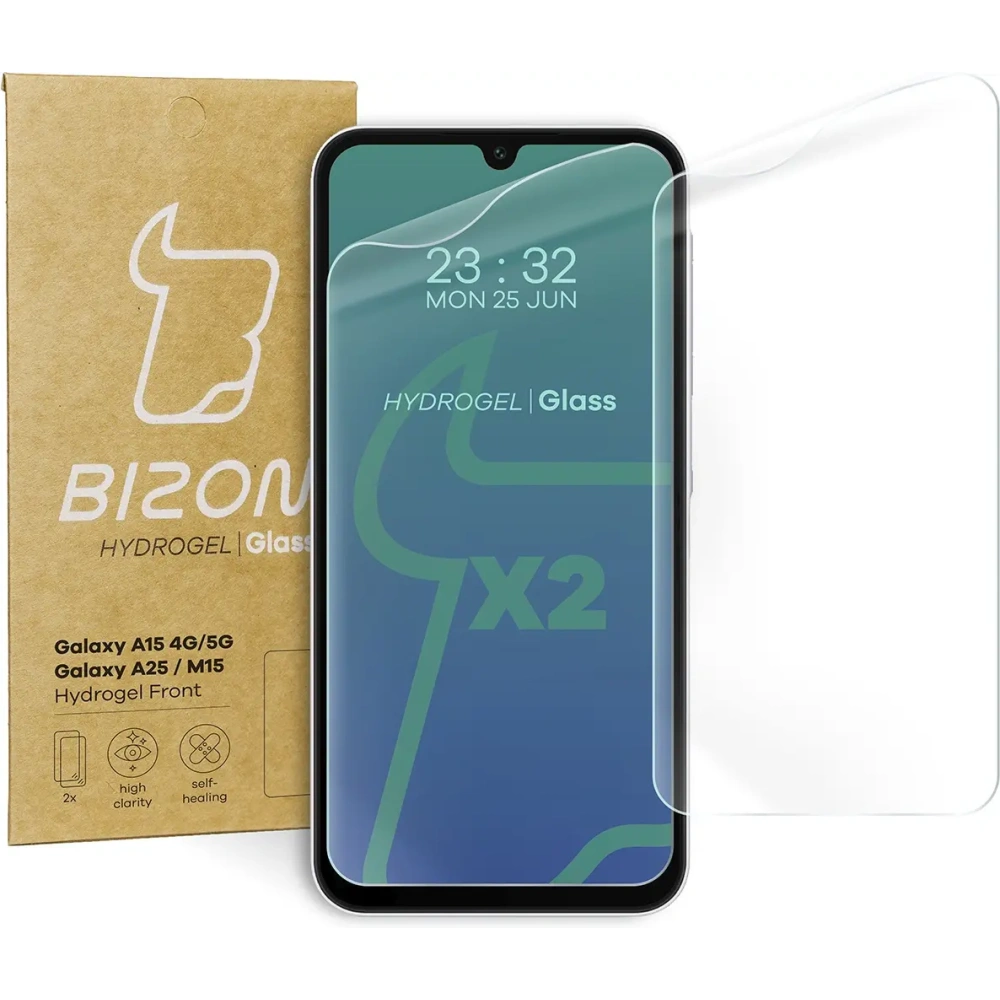 Folia hydrożelowa na ekran Bizon Glass Hydrogel Front do Samsung Galaxy A15 4G/5G Samsung Galaxy A25 5G / M15 5G [2 PACK]