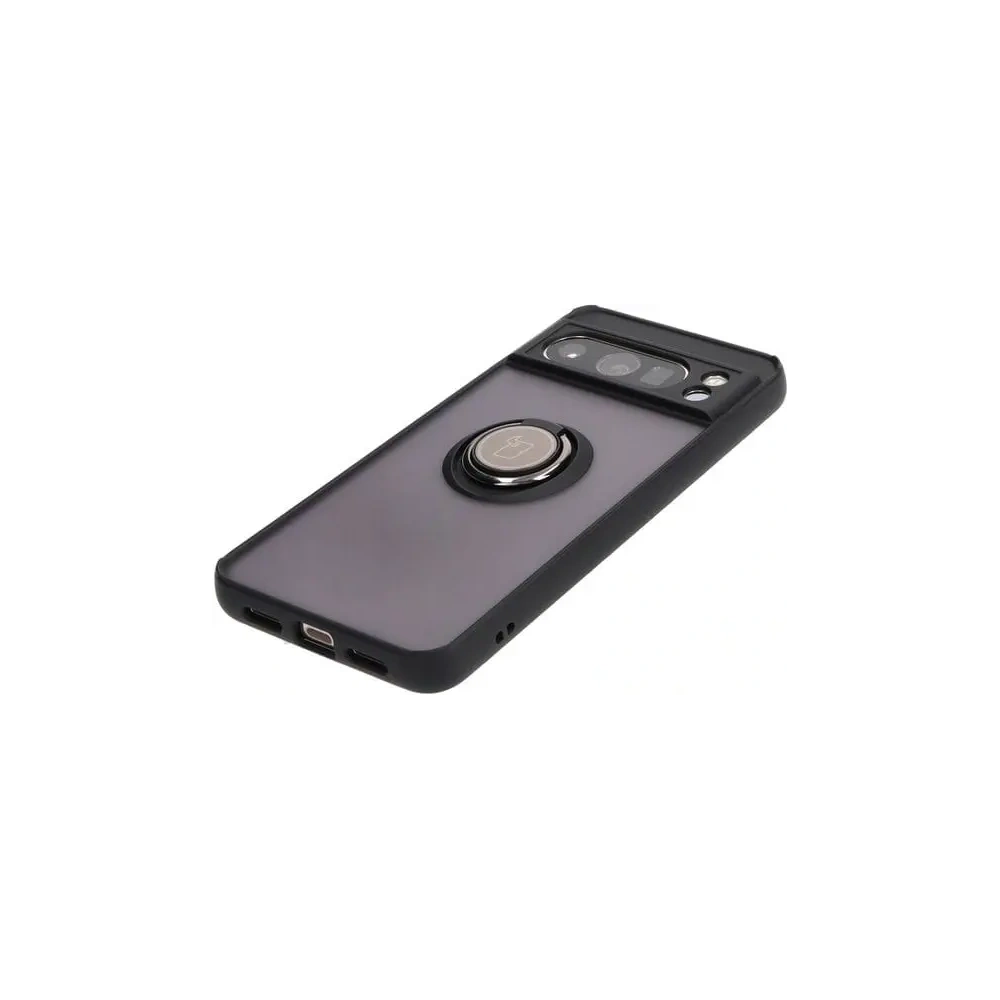 Etui z uchwytem na palec Bizon Case Hybrid Ring do Google Pixel 8 Pro przydymione z czarną ramką