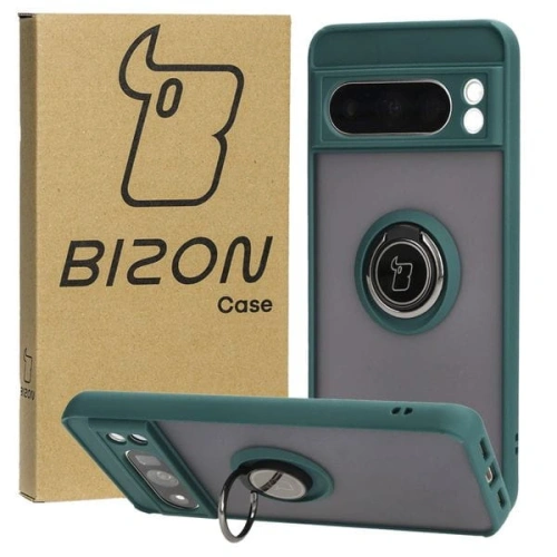 Kup Etui z uchwytem na palec Bizon Case Hybrid Ring do Google Pixel 8 Pro przydymione z ciemnozieloną ramką - BIZ4121 - {ean13} - Sklep Home Screen