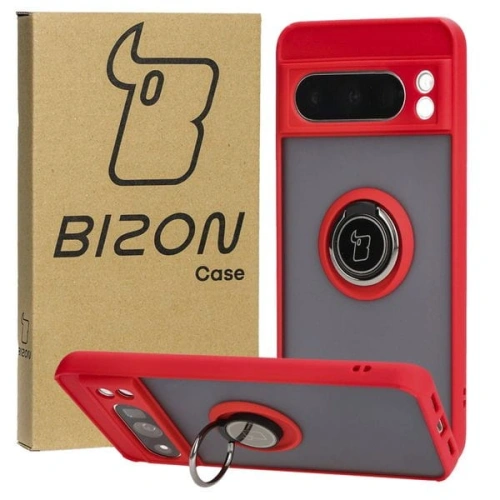 Kup Etui z uchwytem na palec Bizon Case Hybrid Ring do Google Pixel 8 Pro przydymione z czerwoną ramką - BIZ4122 - {ean13} - Sklep Home Screen