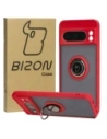 Etui z uchwytem na palec Bizon Case Hybrid Ring do Google Pixel 8 Pro przydymione z czerwoną ramką