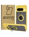 Etui z uchwytem na palec Bizon Case Hybrid Ring do Google Pixel 8 Pro przydymione z żółtą ramką
