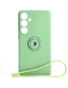 Etui Bizon Case Silicone Ring Sq do Samsung Galaxy S24 Plus jasnozielone