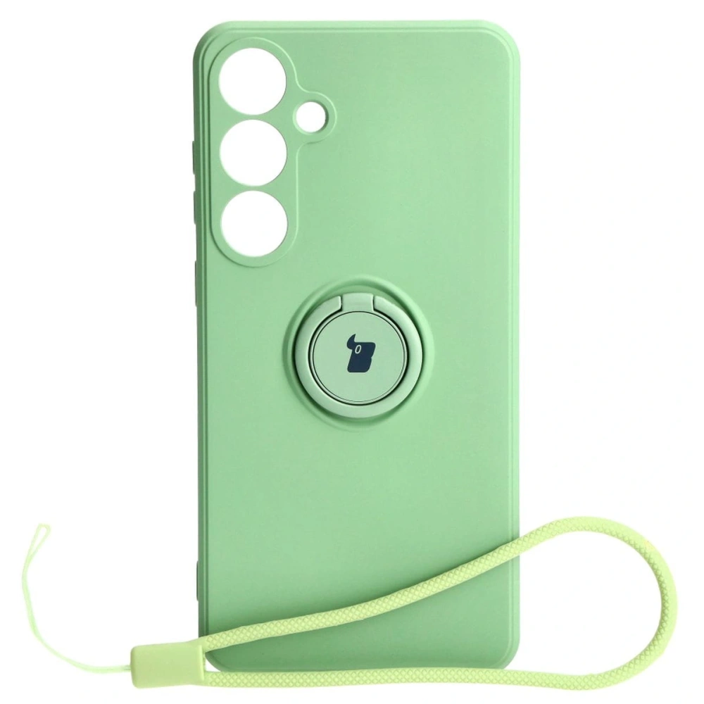 Etui Bizon Case Silicone Ring Sq do Samsung Galaxy S24 Plus jasnozielone