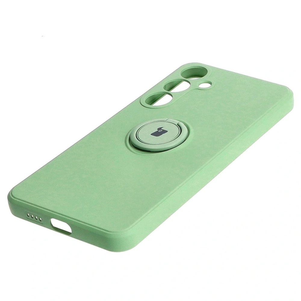 Etui Bizon Case Silicone Ring Sq do Samsung Galaxy S24 Plus jasnozielone