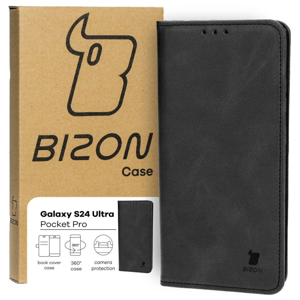 Etui z klapką Bizon Case Pocket Pro do Samsung Galaxy S24 Ultra czarne
